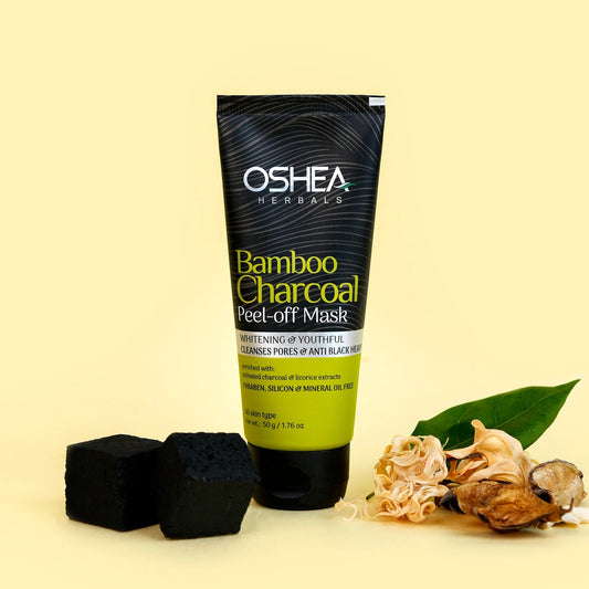 Oshea Herbals Bamboo Charcoal Peel-Off Mask | Deep Cleansing & Blackhead Removal | Pore Detox, Oil Control & Skin Brightening for a Clear | 50g