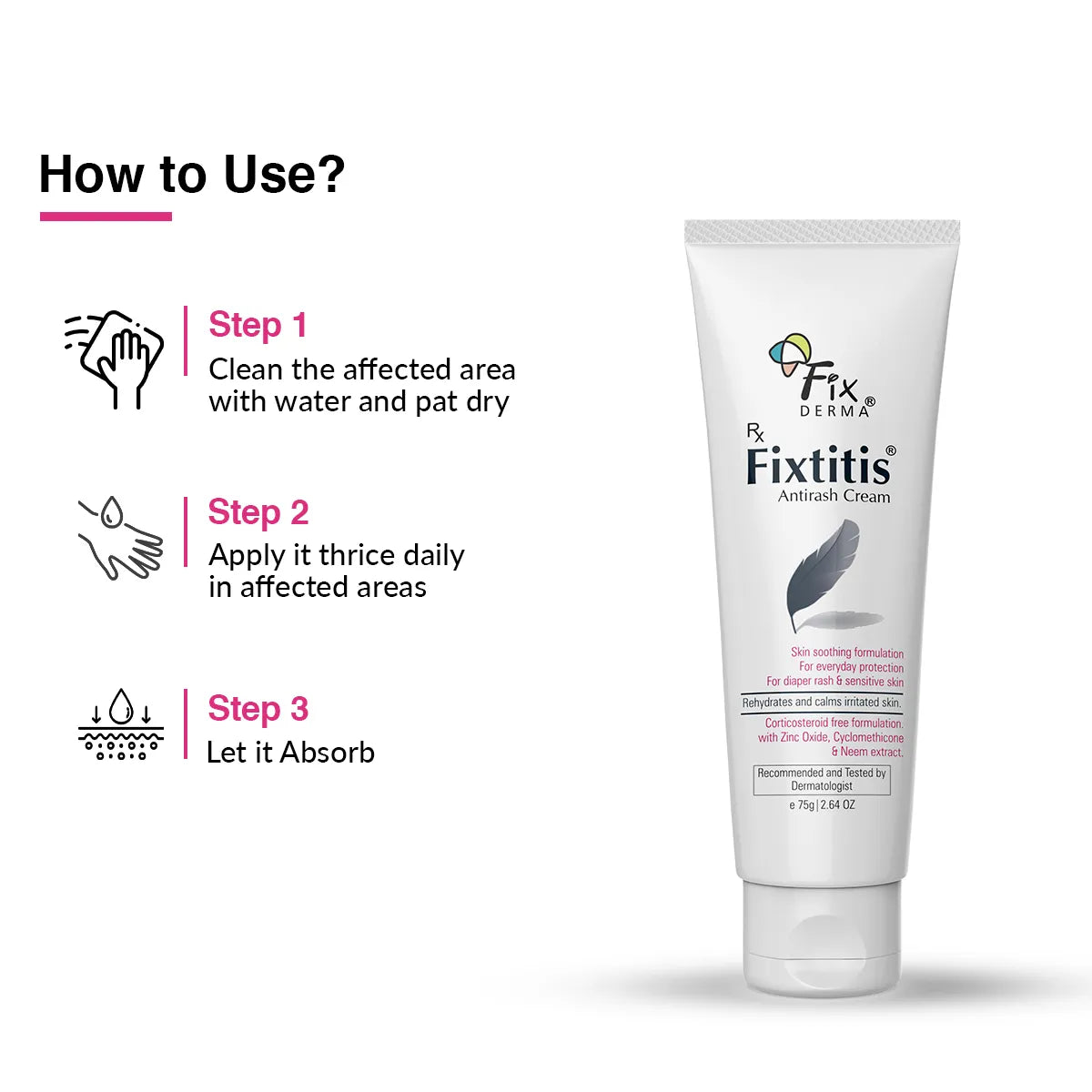 Fix Derma Fixtitis Anti Rash Cream | Natural Skin-Soothing Cream to Heal and Calm Rashes