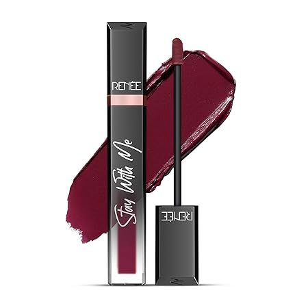 RENEE Stay With Me Matte Transferproof Liquid Lipstick- Thirst of Wine | Waterproof & Smudge-proof | Bold Pigment, Lightweight & Long-lasting | With Hyaluronic Acid & Vitamin E | 6 ml