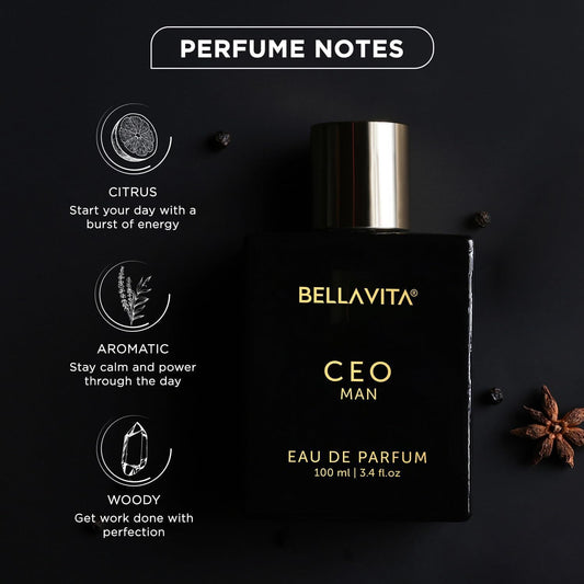 Bella Vita Luxury CEO MEN Long Lasting Perfume | Perfume for Man | EDP 100ml | Lemon, Lavender, Tonka, Mandarin & Vetiver | Woody, Citrus Premium Fragrance