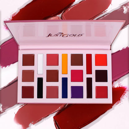 Justgold Lip Pro Artist Palette Pigmented Colors Creamy Matte Finish Lip Color Lipstick