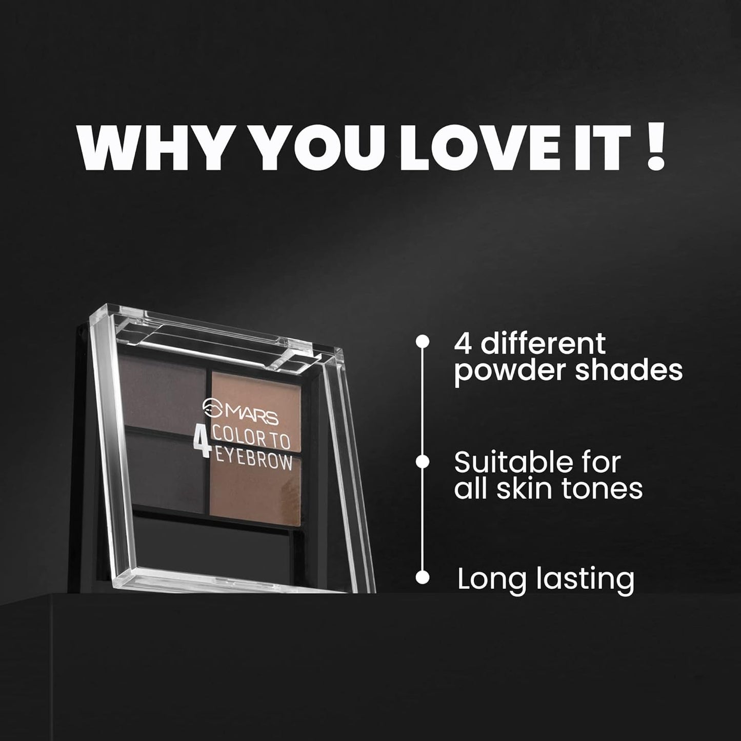 MARS 4 in 1 Eyebrow Powder Cake with Angled Eyebrow Brush and Spoolie | Long Lasting & Waterproof | (8g)