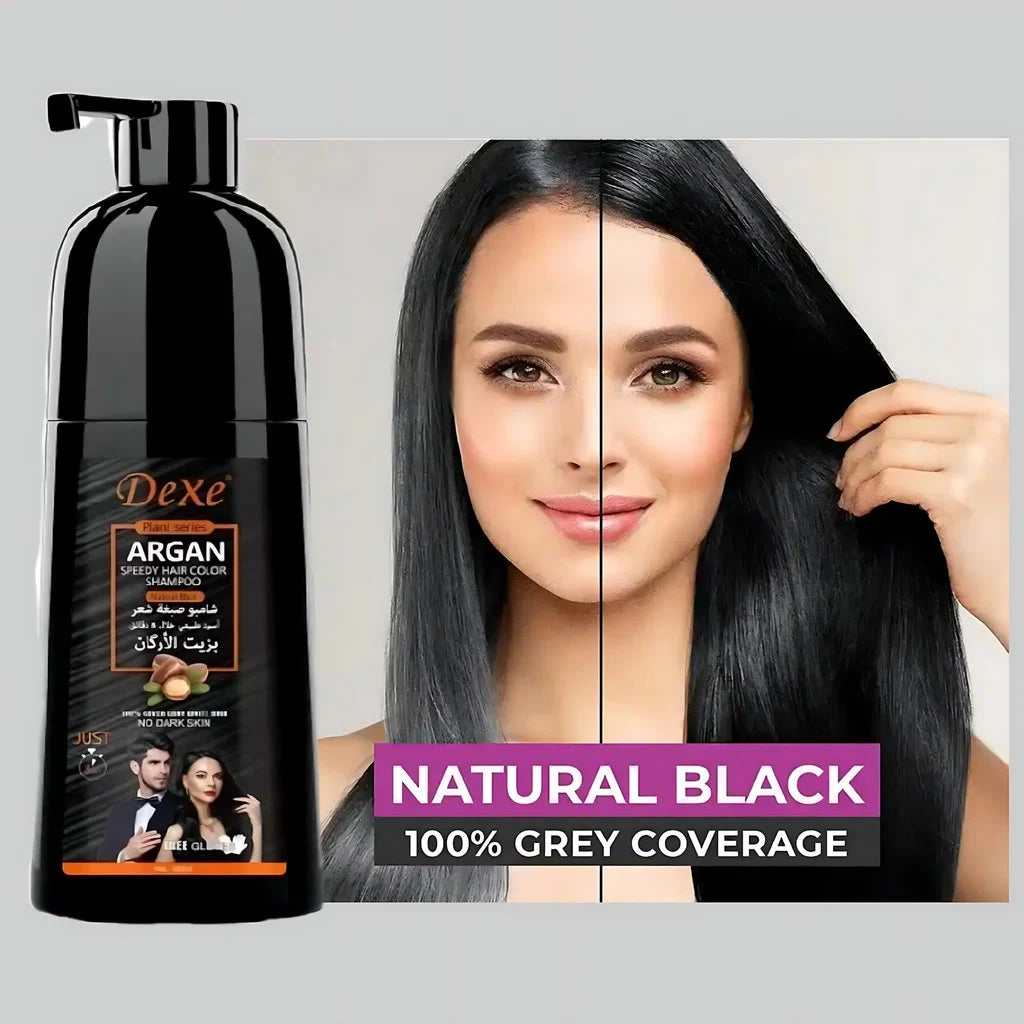 Dexe Natural Black Argan Speedy Hair Color Shampoo