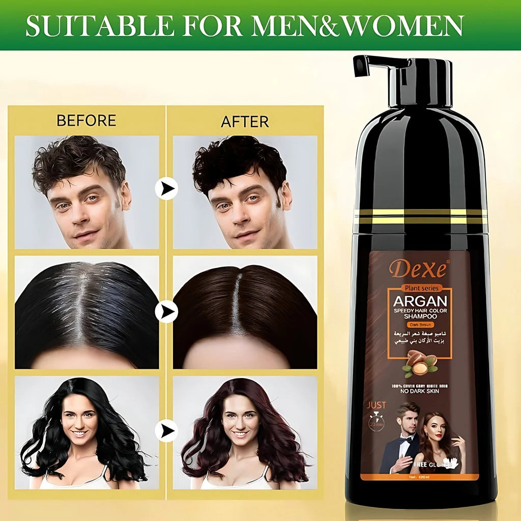 Dexe Natural Black Argan Speedy Hair Color Shampoo