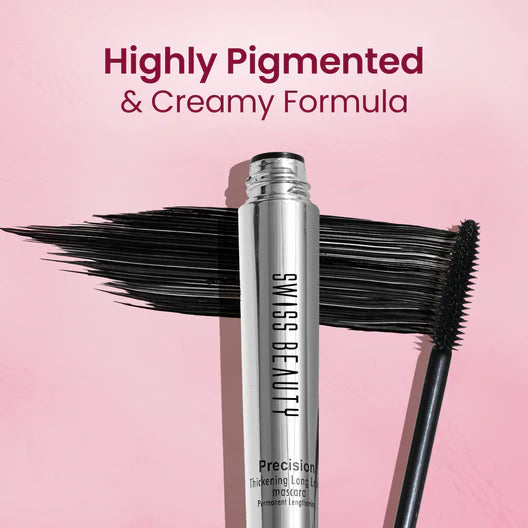 Swiss Beauty Precision Thickening Long Lash Mascara ,Waterproof , Smudge-Proof - Black