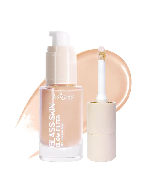 JustGold Glass Glow Skin Filter, Ultra Luminous Finish, Enriched with Vitamin E | 30 ML