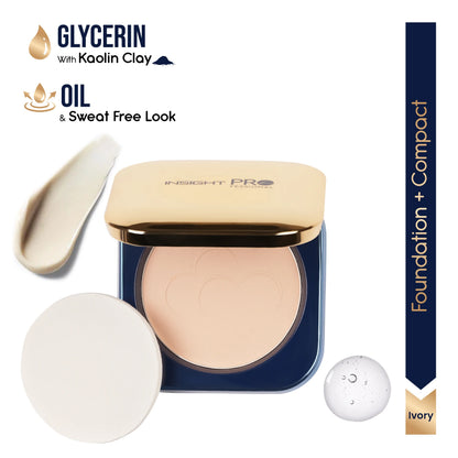 Insight Professional All Day Matte Compact Foundation | Buildable Coverage, Flawless Finish | Lightweight, Long-Lasting Pressed Powder | Oil Control Face Makeup - 11g