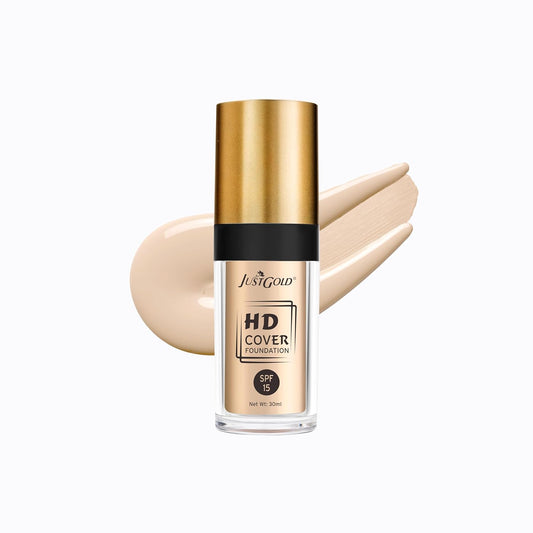 JustGold HD Full Coverage Foundation with SPF 15 Lightweight Easy to Blend For All Skin Types 8