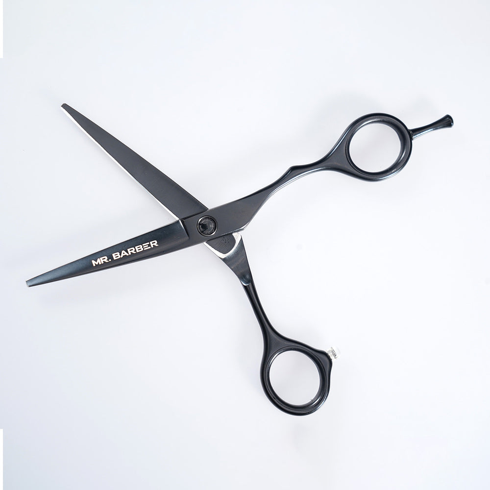 Mr. Barber Classic Black Teflon Scissors 5.5" (14 cm) | Professional Hair Cutting Shears
