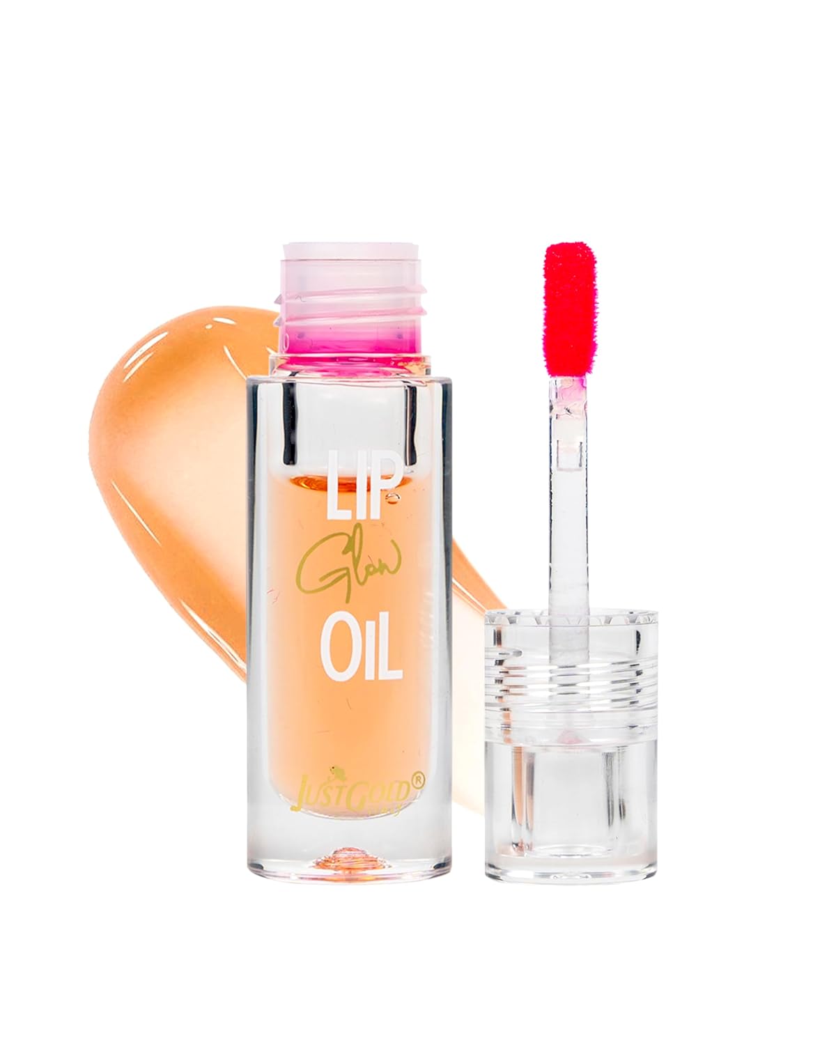 Justgold Lip Glow Oil for Naturally Plump and Hydrated Lips Enriched with Super Ingredients Jojoba Oil, Almond Oil, White Pond Flower Seed Oil, Vitamin-E for Long-Lasting Nourishment and Hydration