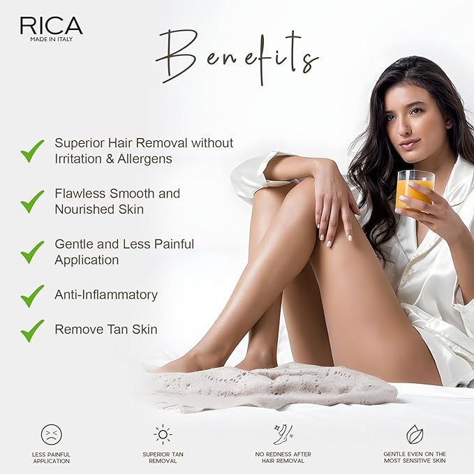Rica Green Apple Liposoluble Painless Hair Removal Wax For Men & Women| Quick & Easy Tan Removal Waxing for Sensitive Skin| 800 ml