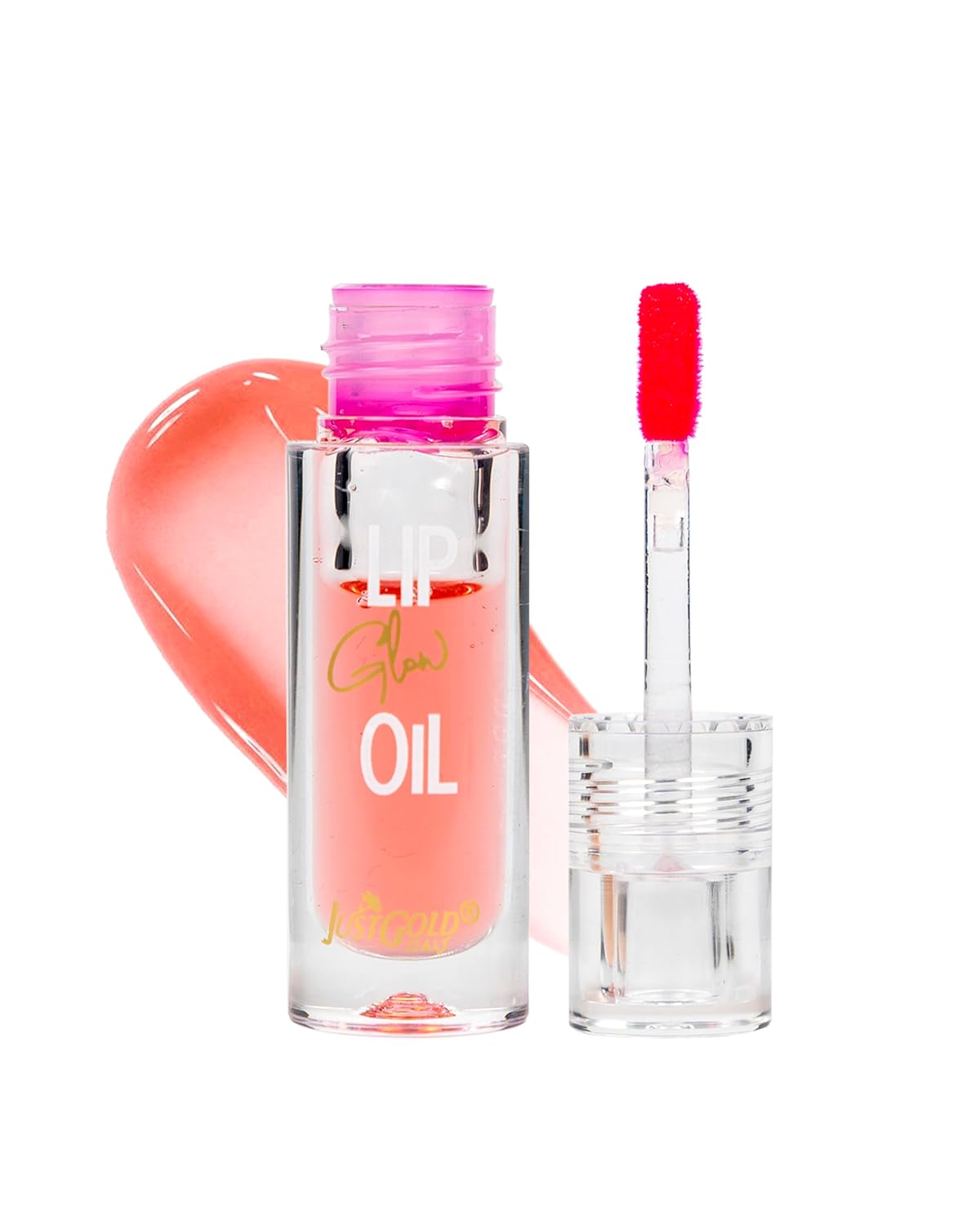 Justgold Lip Glow Oil for Naturally Plump and Hydrated Lips Enriched with Super Ingredients Jojoba Oil, Almond Oil, White Pond Flower Seed Oil, Vitamin-E for Long-Lasting Nourishment and Hydration