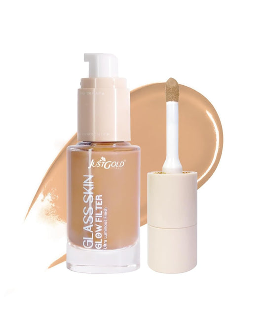 JustGold Glass Glow Skin Filter, Ultra Luminous Finish, Enriched with Vitamin E | 30 ML