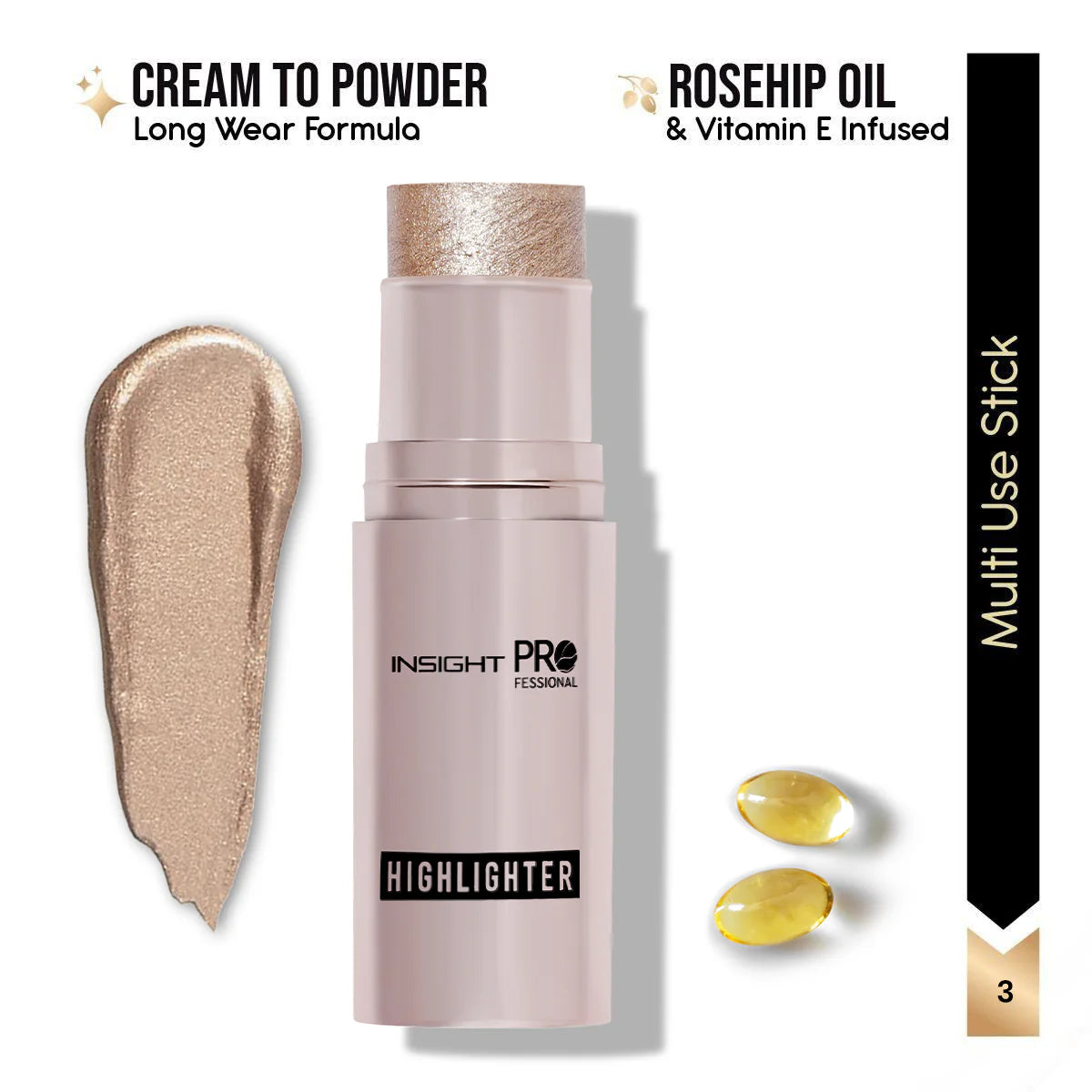 Insight Professional Highlighter (10g) | Dewy Finish | Buildable Glow | Lightweight Cream Formula | Radiant Highlighter for All Skin Tones, Cheekbones & Eyes