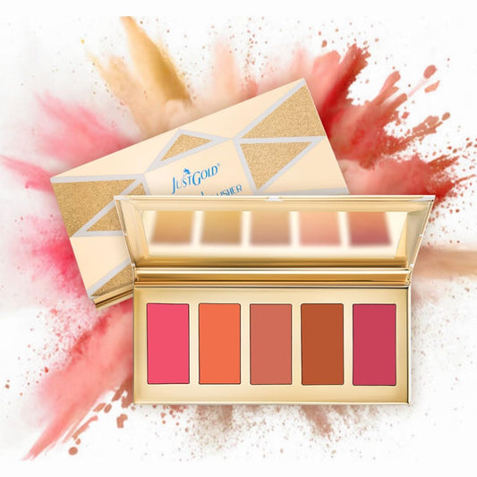 JustGold Artist Blusher Palette for Makeup, Highly Pigmented and Long Lasting with matte and shimmer shade