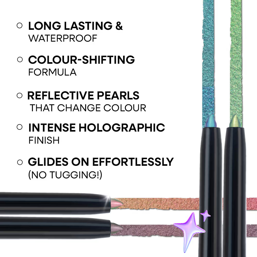 Nykaa Stardust Holographic Long Lasting Waterproof Smudgeproof Chrome Pencil Eyeliner - URL/IRL