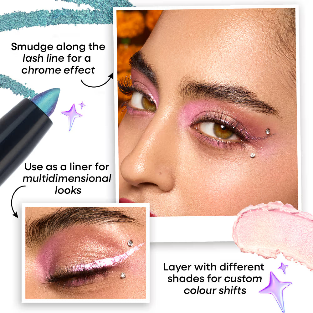 Nykaa Stardust Holographic Long Lasting Waterproof Smudgeproof Chrome Pencil Eyeliner - URL/IRL