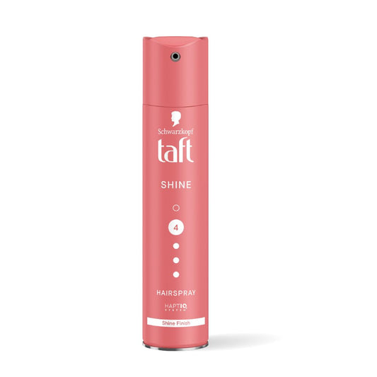 Schwarzkopf TAFT Shine Hair Spray For Shinner Hair With Diamond Luminizer Formula Hold 4, Lasts 24Hr+ Protects From Wind And Humidity, No Stickiness, Easy To Brush Out, For Salon Like Finish - 250Ml
