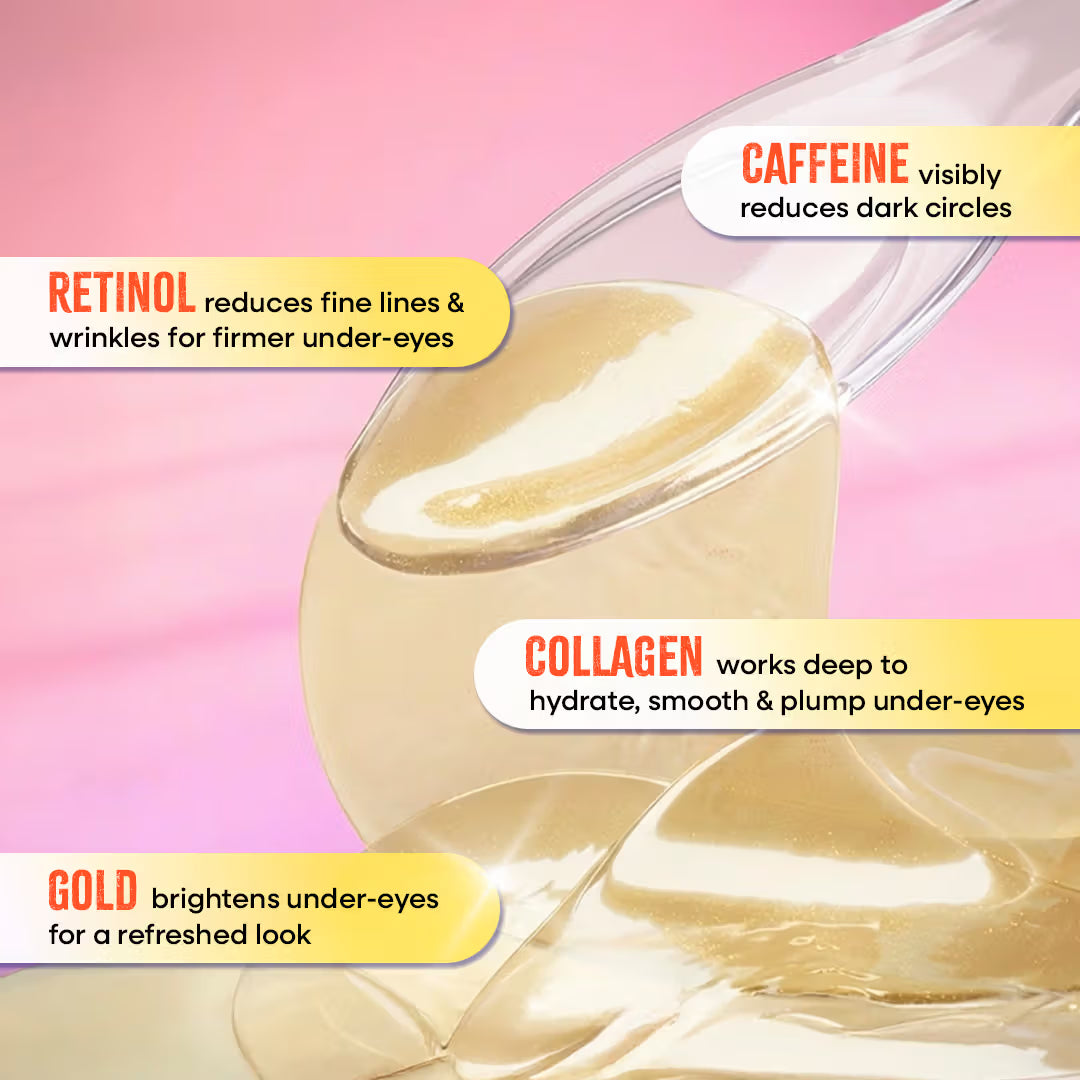 Nykaa Skin Gold Hydrogel Under Eye Patches-Caffeine & Collagen For Dark Circles, Hydration & De-Puff