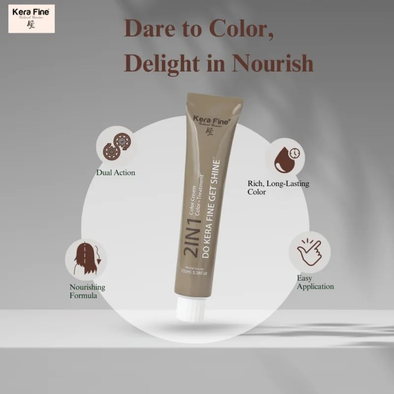 KERA FINE 2 IN 1 HAIR COLOR CREAM | 2-IN-1 FORMULA PROFESSIONAL HAIR COLOR (DARK BROWN) NO 3,