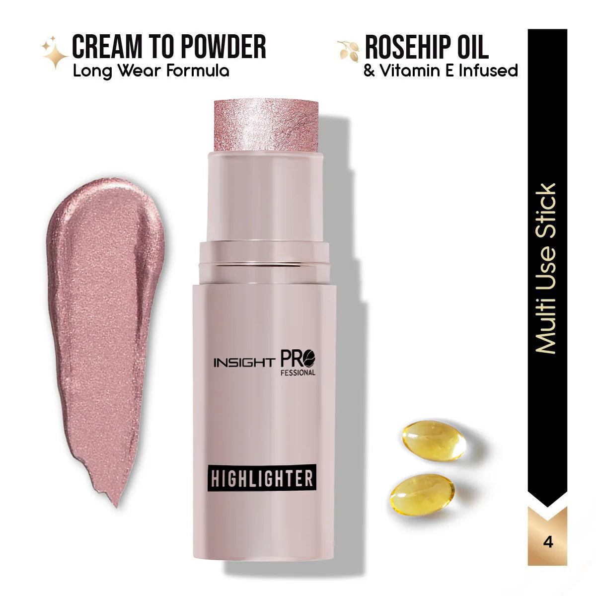 Insight Professional Highlighter (10g) | Dewy Finish | Buildable Glow | Lightweight Cream Formula | Radiant Highlighter for All Skin Tones, Cheekbones & Eyes