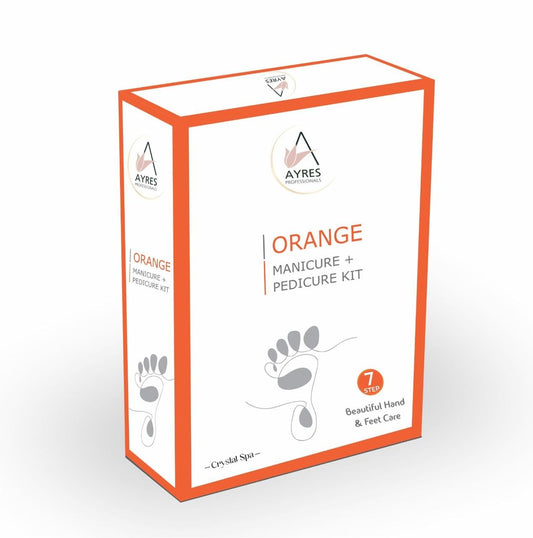 Ayres Professionals Manicure & Pedicure Kit – 7 Step Hand & Foot Spa Care | Smooth, Soft & Clean Hands & Feet | Relaxing Home Spa Experience | Suitable for Men & Women (Orange)