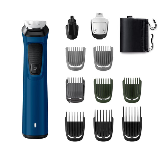 PHILIPS MG7707/15, 12-in-1 All-in-1 Trimmer. Power Adapt Technology For Recise Trimming Grooming Kit 120 min Runtime 11 Length Settings (Blue, Black)