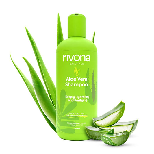 Rivona Naturals 99% Silky & Stronger Aloe vera & Neem Hair Shampoo, For Damaged, Dry and Frizzy Hair - No Parabens & Silicones - 250 ML