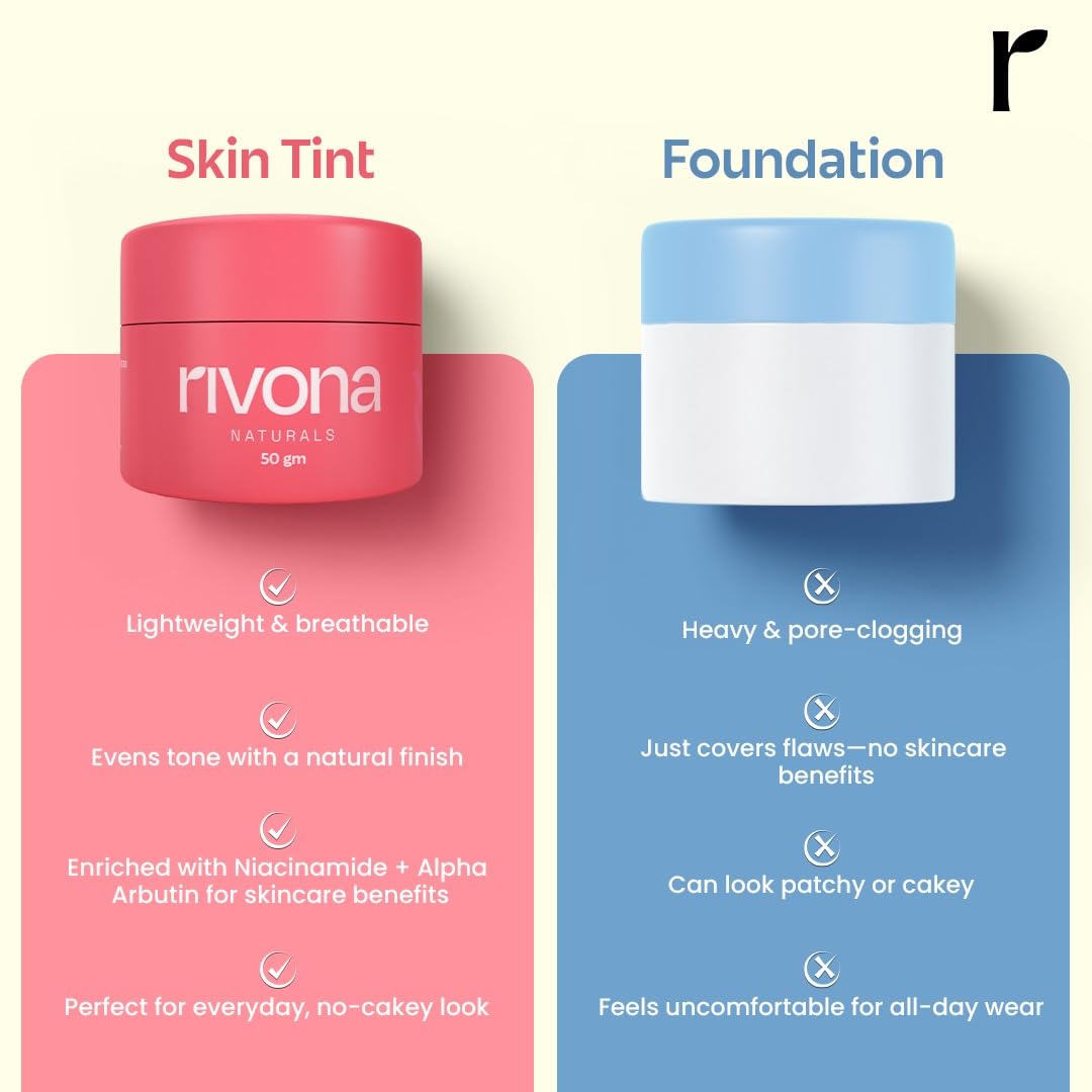 Rivona Naturals Bright Pink Face Cream | Long-Lasting Hydration | Light make up look | Vegan | Niacinamide & Mulberry Extracts| Tinted moisturiser | 50gm