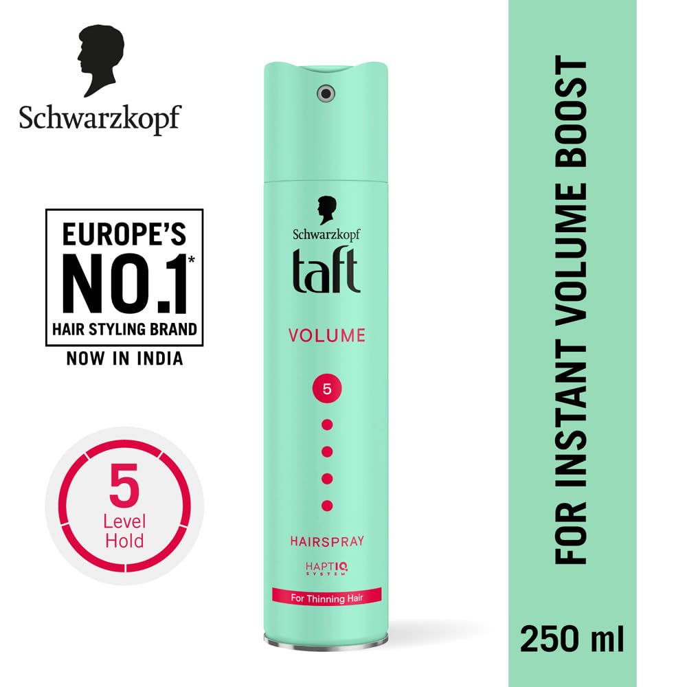 Schwarzkopf Taft Volume Hair Spray Hold Level 5, Hair Mousse for Fine and Thinning Hair, Volumising Mousse that Prevents Blow-Dry Damage, Non-Sticky, Vegan Formula - 250 ml