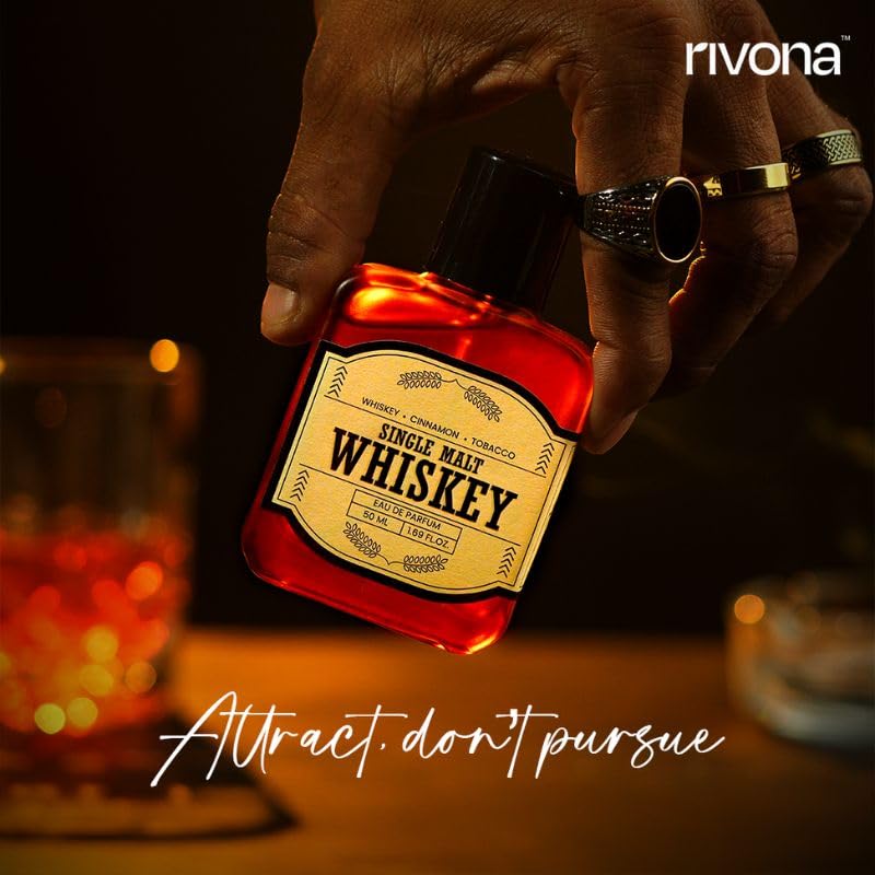RIVONA NATURALS Single Malt Whiskey Perfume | Long Lasting Eau De Parfum for Men & Women | Bold, Smoky, Luxury Fragrance with Whiskey, Cinnamon & Tobacco | Unisex Perfume Gift | 50ml EDP