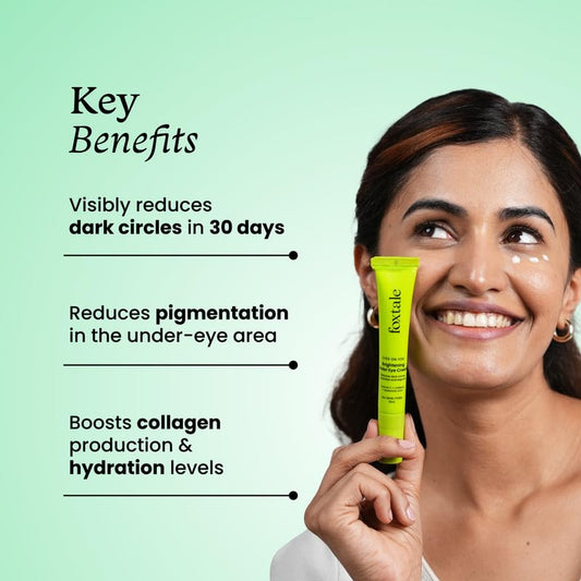 FoxTale Brightening Under Eye Cream|Vitamin C, Caffeine, And Hyaluronic Acid|Reduces Dark Circles And Puffy Eyes|Brightens Undereye With A Ceramic Tip|For All Skin Types|For Men And Women|20Ml