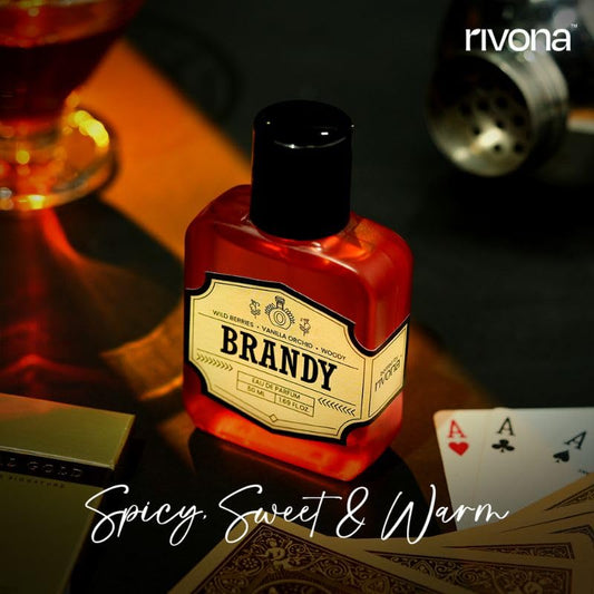 Rivona Brandy Perfume | Long Lasting Eau De Parfum for Men & Women | Rich, Warm & Sweet Fragrance with Brandy, Vanilla, Berries & Amber | Unisex Perfume Gift | 50ml EDP