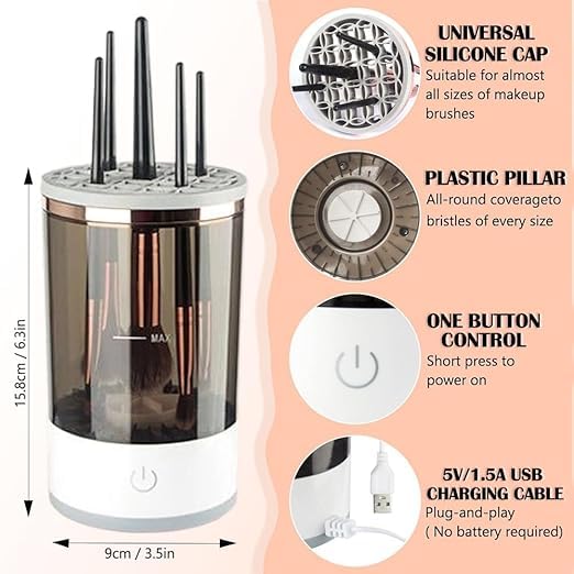 G.FIDEL Makeup Brush Cleaner, Automatic Cleaning Drying Storage 3 in 1 Multifunctional Cosmetic Tool Cleaning Container