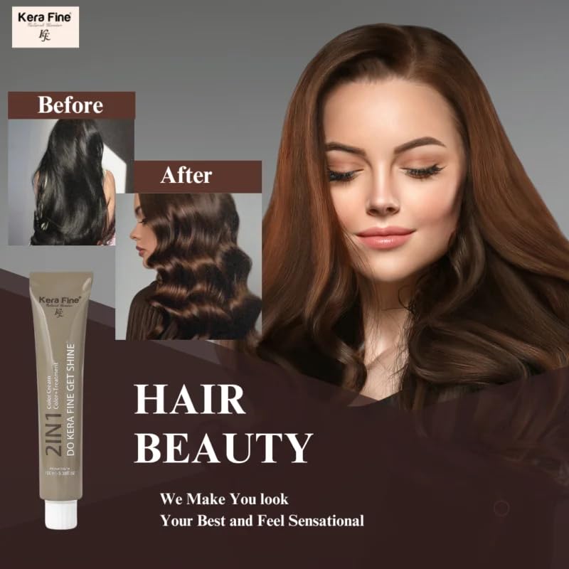KERA FINE 2 IN 1 HAIR COLOR CREAM | 2-IN-1 FORMULA PROFESSIONAL HAIR COLOR (DARK BROWN) NO 3,