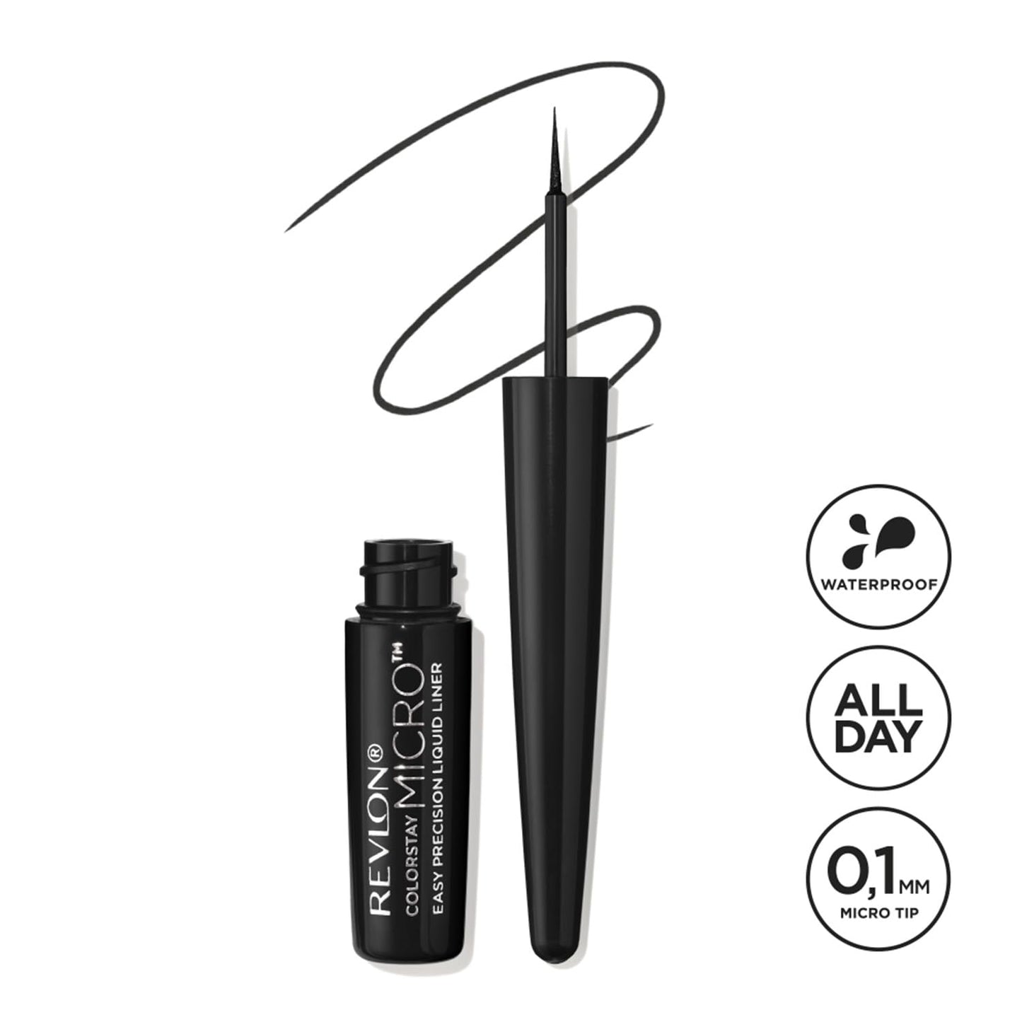 REVLON Colorstay Micro Easyprecision Liquid Liner, 24HRS, Waterproof, Smudge-proof, Extreme Precision longwear liquid that is easy to use and easy to remove, Blackout (301)