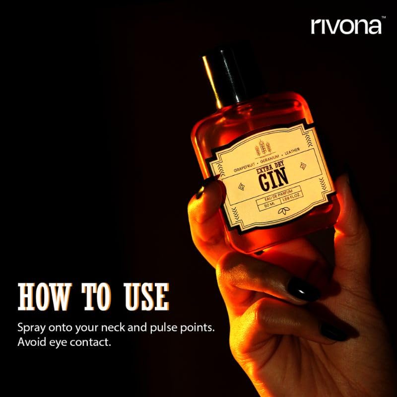 RIVONA NATURALS Extra Dry Gin Perfume | Long Lasting Eau De Parfum for Women | Crisp, Subtle & Sophisticated Fragrance with Gin, Grapefruit & Leather | Luxury Perfume Gift | 50ml EDP