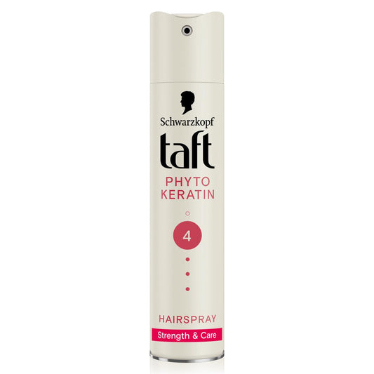 Schwarzkopf TAFT Phyto Keratin Hair Spray Hold 4, Strengthens Hair, Poweful Hold Protects From Wind And Humidity, No Stickiness, Easy To Brush Out, For Salon Like Finish, 250Ml