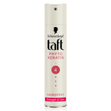 Schwarzkopf TAFT Phyto Keratin Hair Spray Hold 4, Strengthens Hair, Poweful Hold Protects From Wind And Humidity, No Stickiness, Easy To Brush Out, For Salon Like Finish, 250Ml