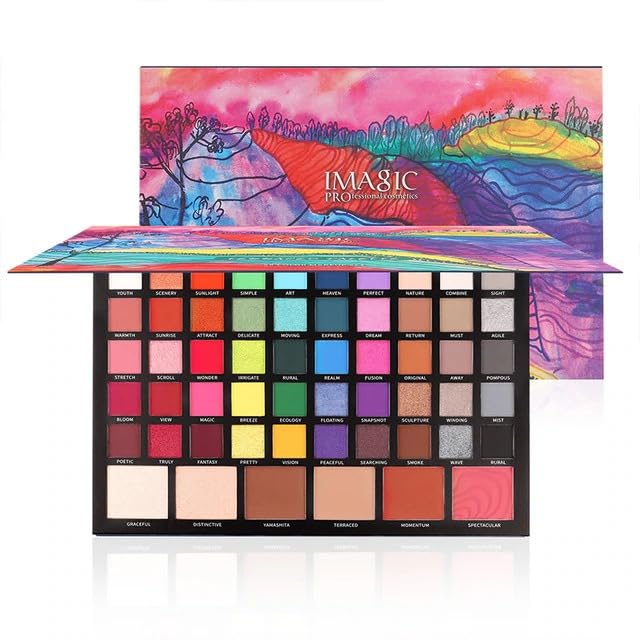COSLUXE IMAGIC Cosmetic 56-Color Eyeshadow Palette, Rich Colour 4 in 1 Eyeshadow Long Lasting Shimmer Matte Eye Makeup Blush & Highlight