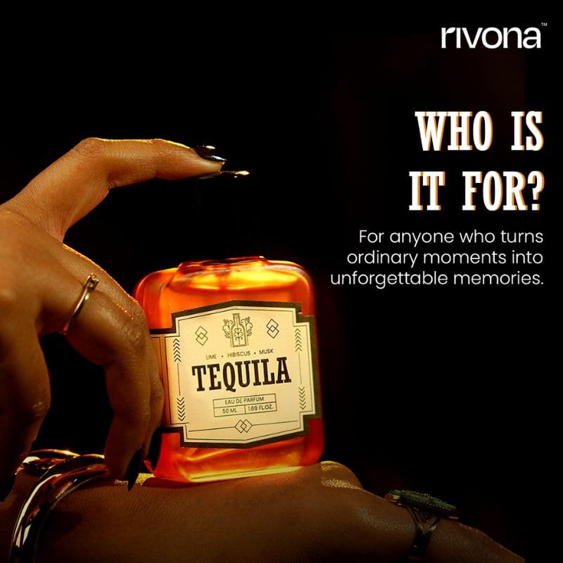 Rivona's Tequila Perfume - Zesty & Citrus, Long-Lasting Fragrance with Tequila, Bergamot & Lime, Unisex Eau de Parfum | Ideal for special occasions | 50ml
