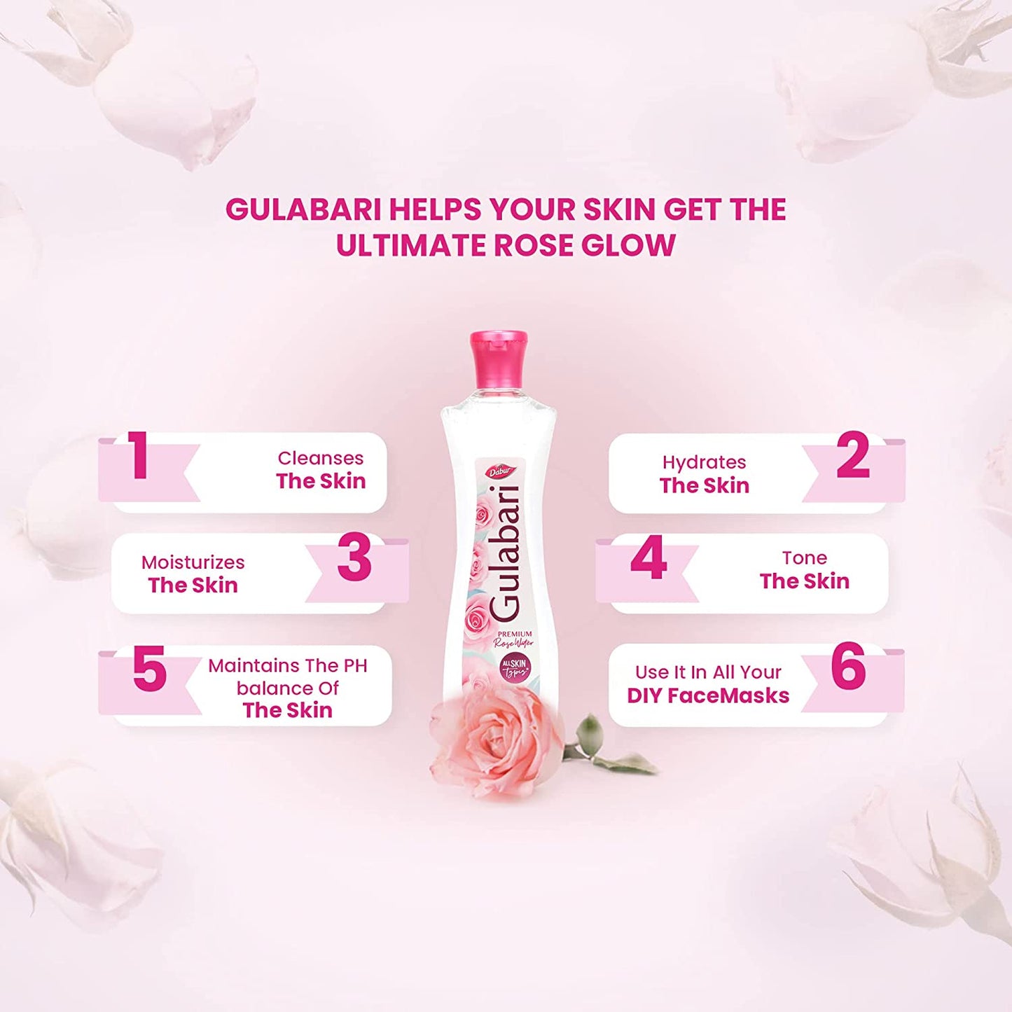 Dabur Gulabari Premium Rose Water – Natural, 400 ml
