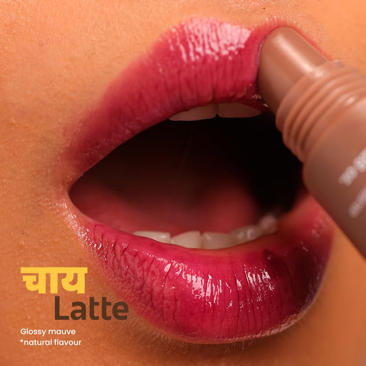 Rivona Naturals Chai Latte Tinted Peptide Lip balm with SPF 30 l Ceramides, Licorice & Kojic Acid for lip brightening and depigmentation l Hydrating and Glossy l Vegan Natural flavor - Shade Mauve 8g