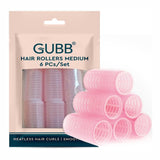 GUBB Hair Roller Curlers Medium - Set of 6 Pink Hair Curlers - Easy-to-Use Hair Rollers for Effortless Styling and Gorgeous Curls