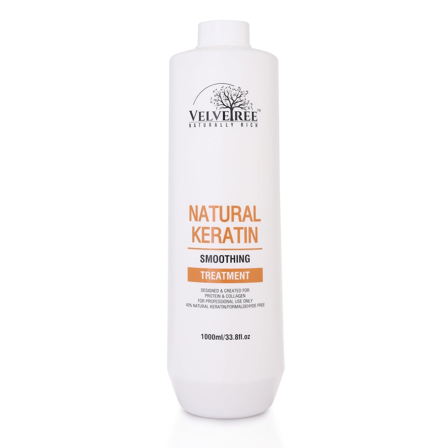 VELVETREE Natural Keratin Smoothing Treatment, Professional Hair Care, 1000ml, Formaldehyde-Free