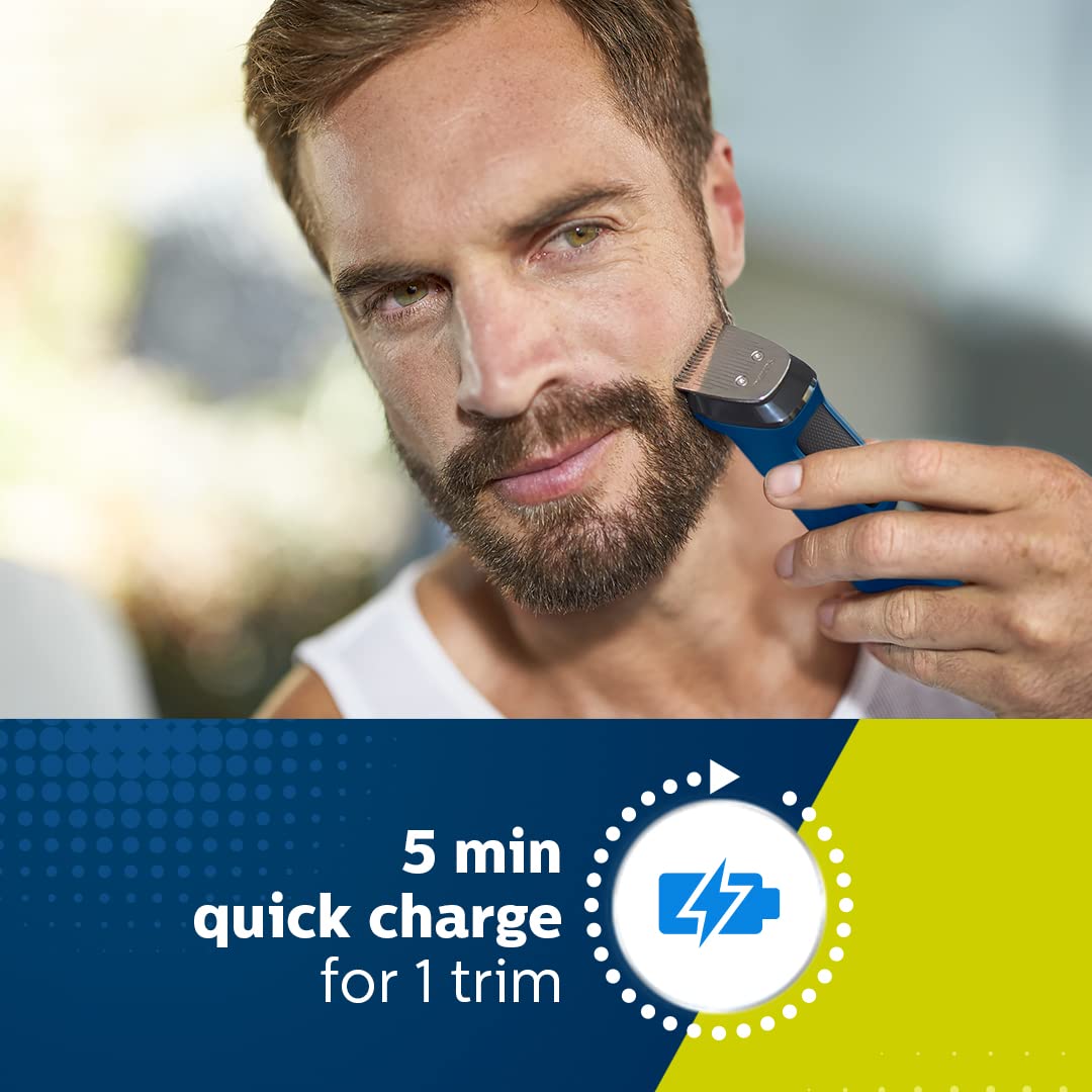 PHILIPS MG7707/15, 12-in-1 All-in-1 Trimmer. Power Adapt Technology For Recise Trimming Grooming Kit 120 min Runtime 11 Length Settings (Blue, Black)