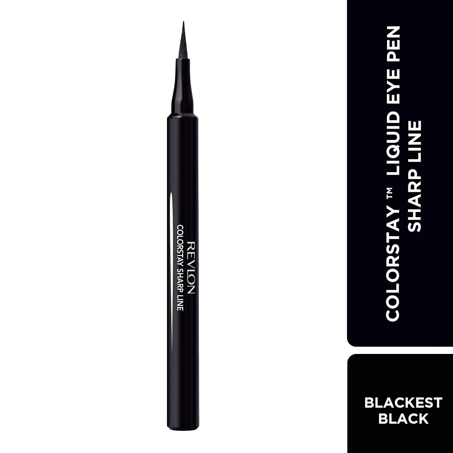 REVLON Colorstay Sharp Line Liquid Eye Pen, 24 HRS, Waterproof, Smudge & Transfer Proof, Blackest Black