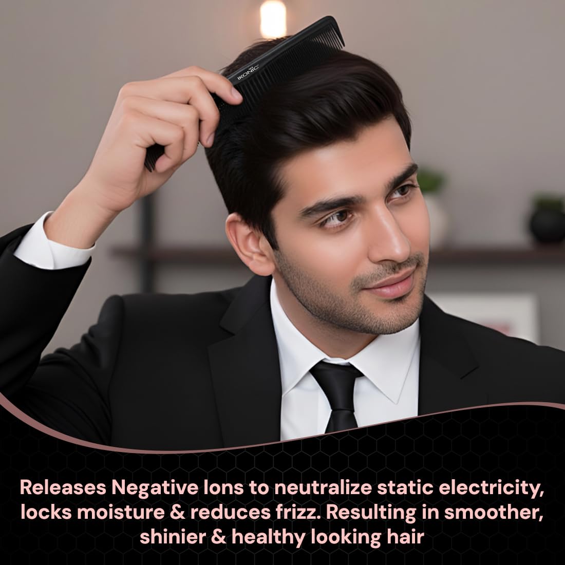 Ikonic Professional Carbon Comb Black Combs & Brushes