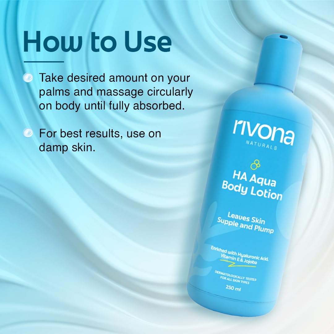 Rivona Naturals HA Nourishing Body Lotion| Hydrating and Refreshing non sticky lotion, For Men & Women |for dry skin lotion |250 ml