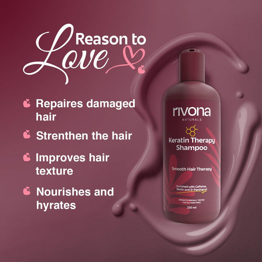 Rivona Naturals Keratin Therapy Shampoo, For Intense Damaged Hair Repair l Keratin Protein + Argan Oil nourishes dry hair| For Dry, Damaged and frizzy hair 250 ml